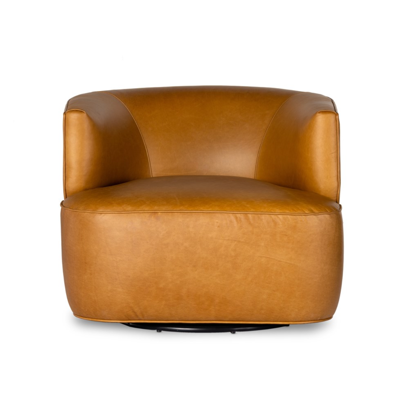 Kaelyn 34" Top Grain Leather Swivel Chair - Camel