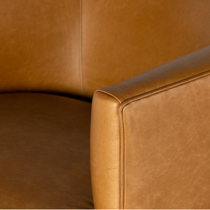 Kaelyn 34" Top Grain Leather Swivel Chair - Camel