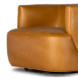 Kaelyn 34" Top Grain Leather Swivel Chair - Camel