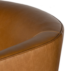 Kaelyn 34" Top Grain Leather Swivel Chair - Camel