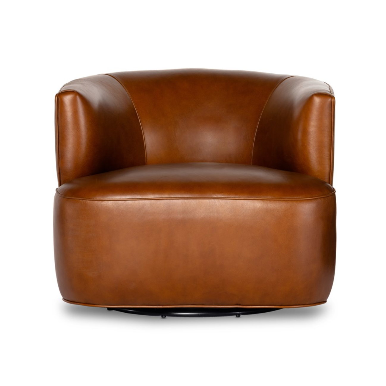 Kaelyn 34" Top Grain Leather Swivel Chair - Cognac