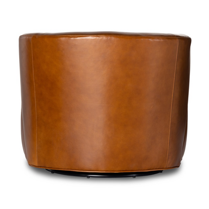 Kaelyn 34" Top Grain Leather Swivel Chair - Cognac