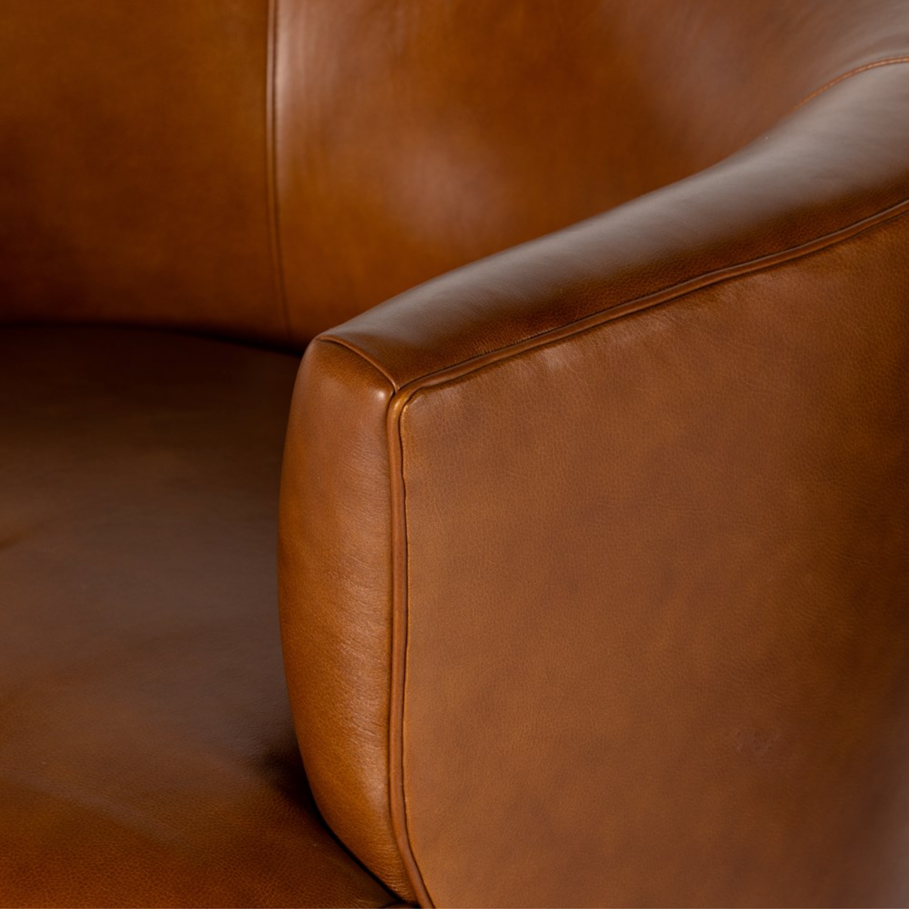 Kaelyn 34" Top Grain Leather Swivel Chair - Cognac