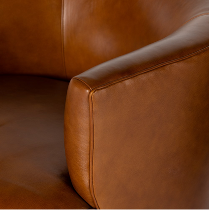 Kaelyn 34" Top Grain Leather Swivel Chair - Cognac