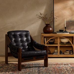 Zara 30" Top Grain Leather Occasional Chair - Black
