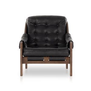 Zara 30" Top Grain Leather Occasional Chair - Black