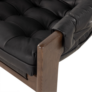 Zara 30" Top Grain Leather Occasional Chair - Black