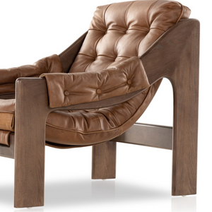 Zara 30" Top Grain Leather Occasional Chair - Sienna