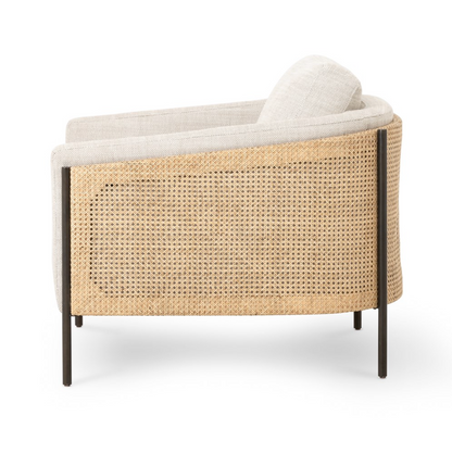 Cassandra 37" Cane Back Occasional Chair - Performance Taupe + Rattan