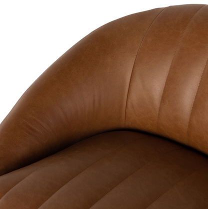 Clementine 35" Top Grain Leather Swivel Chair - Sienna
