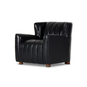 Ellorie 33" Top Grain Leather Occasional Chair - Black