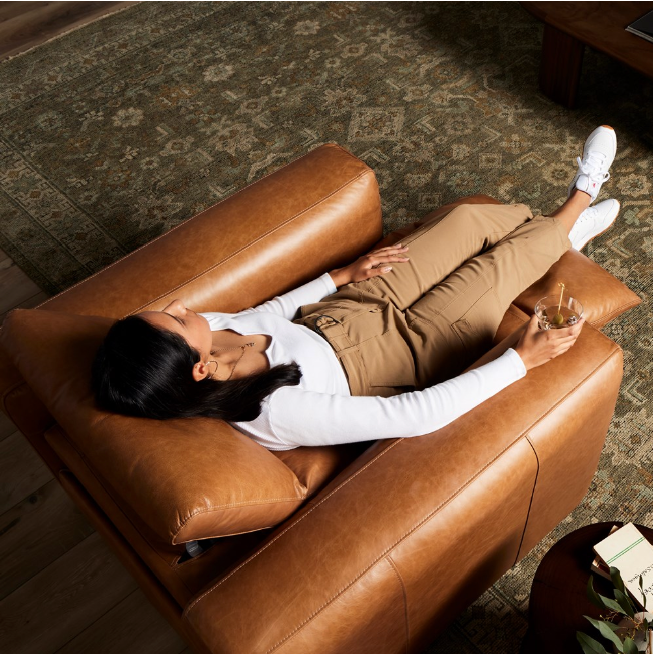 Rhea 45" Top Grain Leather Power Recliner - Butterscotch