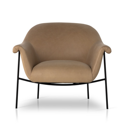 Sawyer 35" Top Grain Leather Accent Chair - Iron + Nude