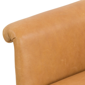 Sawyer 35" Top Grain Leather Accent Chair - Iron + Butterscotch