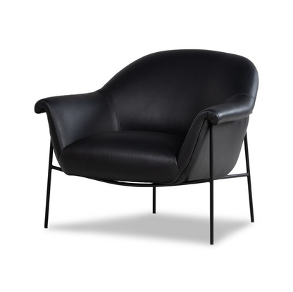 Sawyer 35" Top Grain Leather Accent Chair - Iron + Black