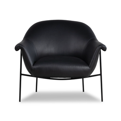 Sawyer 35" Top Grain Leather Accent Chair - Iron + Black