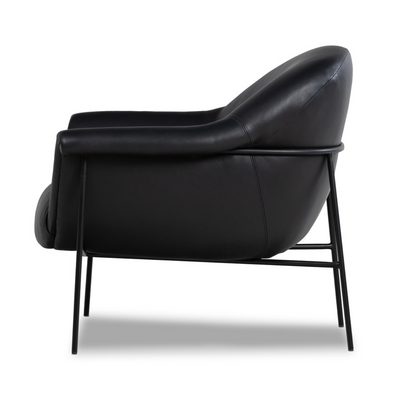 Sawyer 35" Top Grain Leather Accent Chair - Iron + Black