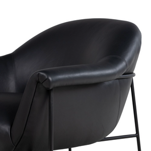 Sawyer 35" Top Grain Leather Accent Chair - Iron + Black
