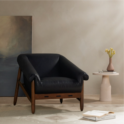 Remy 32" Top Grain Leather Occasional Chair - Heirloom Black