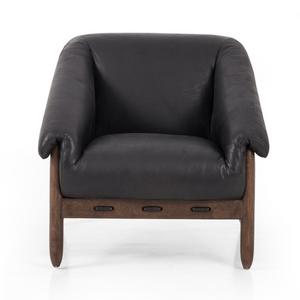 Remy 32" Top Grain Leather Occasional Chair - Heirloom Black