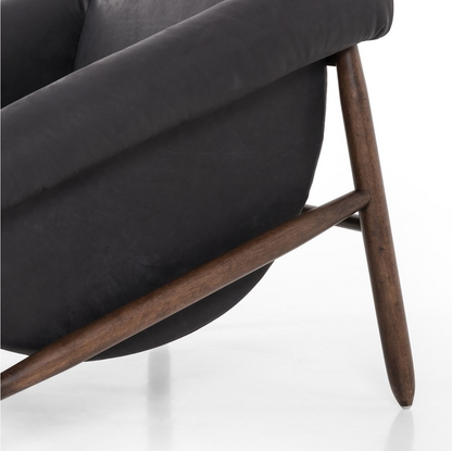 Remy 32" Top Grain Leather Occasional Chair - Heirloom Black