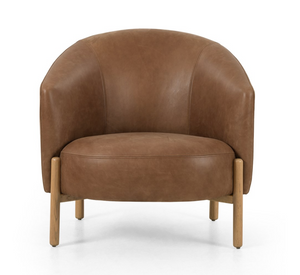 Eleyana 33" Top Grain Leather Occasional Chair - Cognac