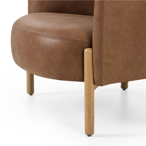 Eleyana 33" Top Grain Leather Occasional Chair - Cognac