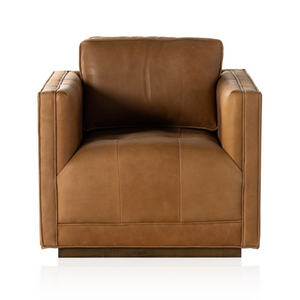 Regina 32" Top Grain Leather Swivel Chair - Cognac