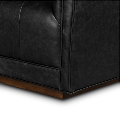 Regina 32" Top Grain Leather Swivel Chair - Black