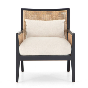 Anthony 27" Cane Back Occasional Chair - Performance Linen + Ebony