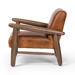 Oakland 28" Top Grain Leather Accent Chair - Chestnut