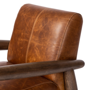 Oakland 28" Top Grain Leather Accent Chair - Chestnut