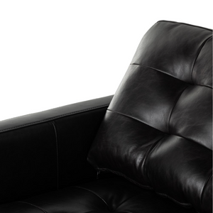 Amanda 32" Tufted Top Grain Leather Occasional Chair - Black