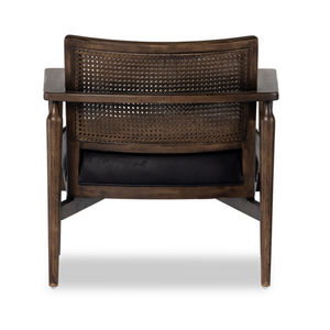 Zayden 30" Top Grain Leather Accent Chair - Cane + Black