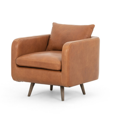 Kayte 28" Top Grain Leather Swivel Chair - Tobacco