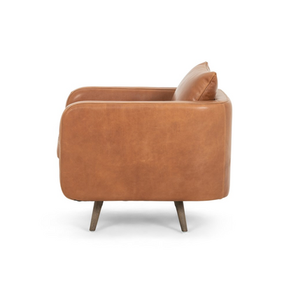 Kayte 28" Top Grain Leather Swivel Chair - Tobacco