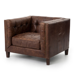 Quincy 37" Top Grain Leather Occasional Chair - Cigar