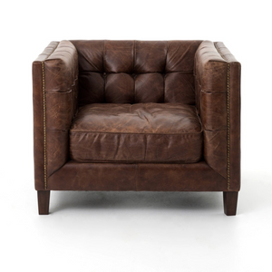 Quincy 37" Top Grain Leather Occasional Chair - Cigar