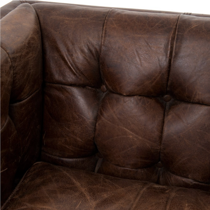 Quincy 37" Top Grain Leather Occasional Chair - Cigar