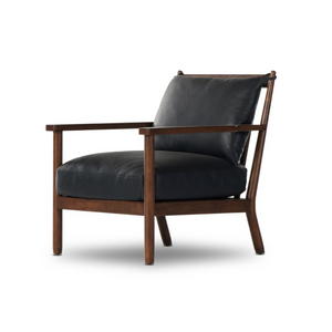 Julius 27" Top Grain Leather Occasional Chair - Brickhouse Black