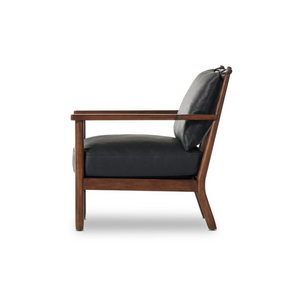 Julius 27" Top Grain Leather Occasional Chair - Brickhouse Black