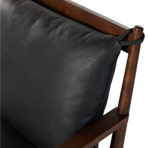 Julius 27" Top Grain Leather Occasional Chair - Brickhouse Black