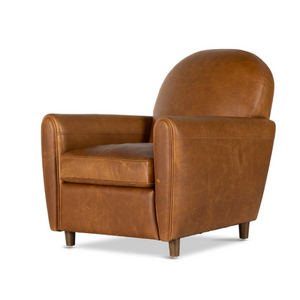 Tobias 32" Top Grain Leather Occasional Chair - Chestnut