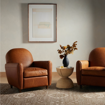 Tobias 32" Top Grain Leather Occasional Chair - Chestnut