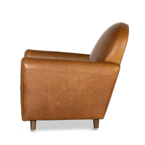 Tobias 32" Top Grain Leather Occasional Chair - Chestnut