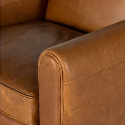Tobias 32" Top Grain Leather Occasional Chair - Chestnut