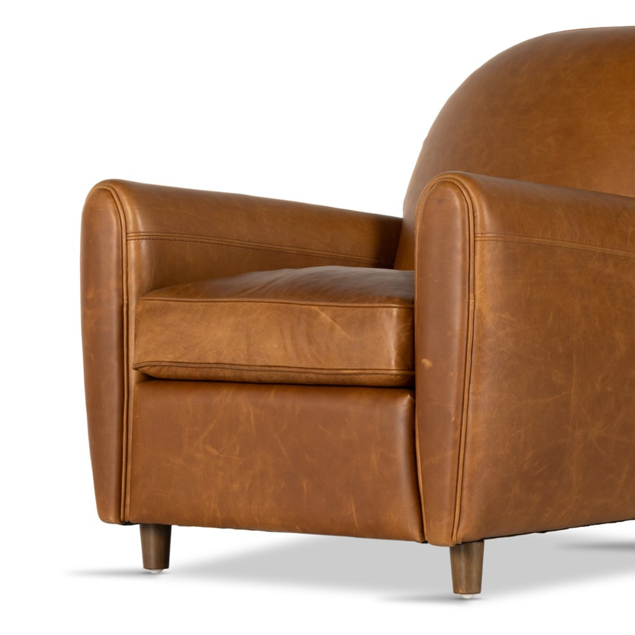Tobias 32" Top Grain Leather Occasional Chair - Chestnut