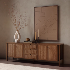Vanya 82" Media Console Table - Taupe Cane