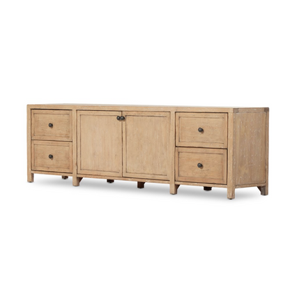 Vesper 92" Media Console Table - Aged Light Pine