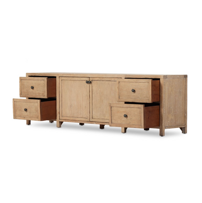 Vesper 92" Media Console Table - Aged Light Pine
